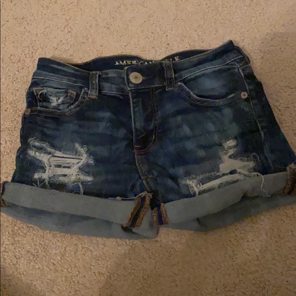 american eagle ripped jean shorts